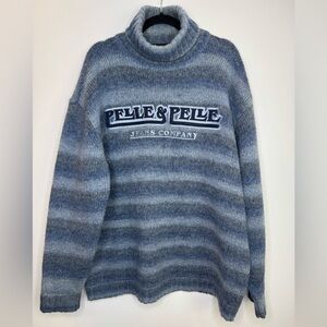 Vintage Pelle Pelle Marc Buchanan turtleneck stripe wool chunky knit sweater XXL